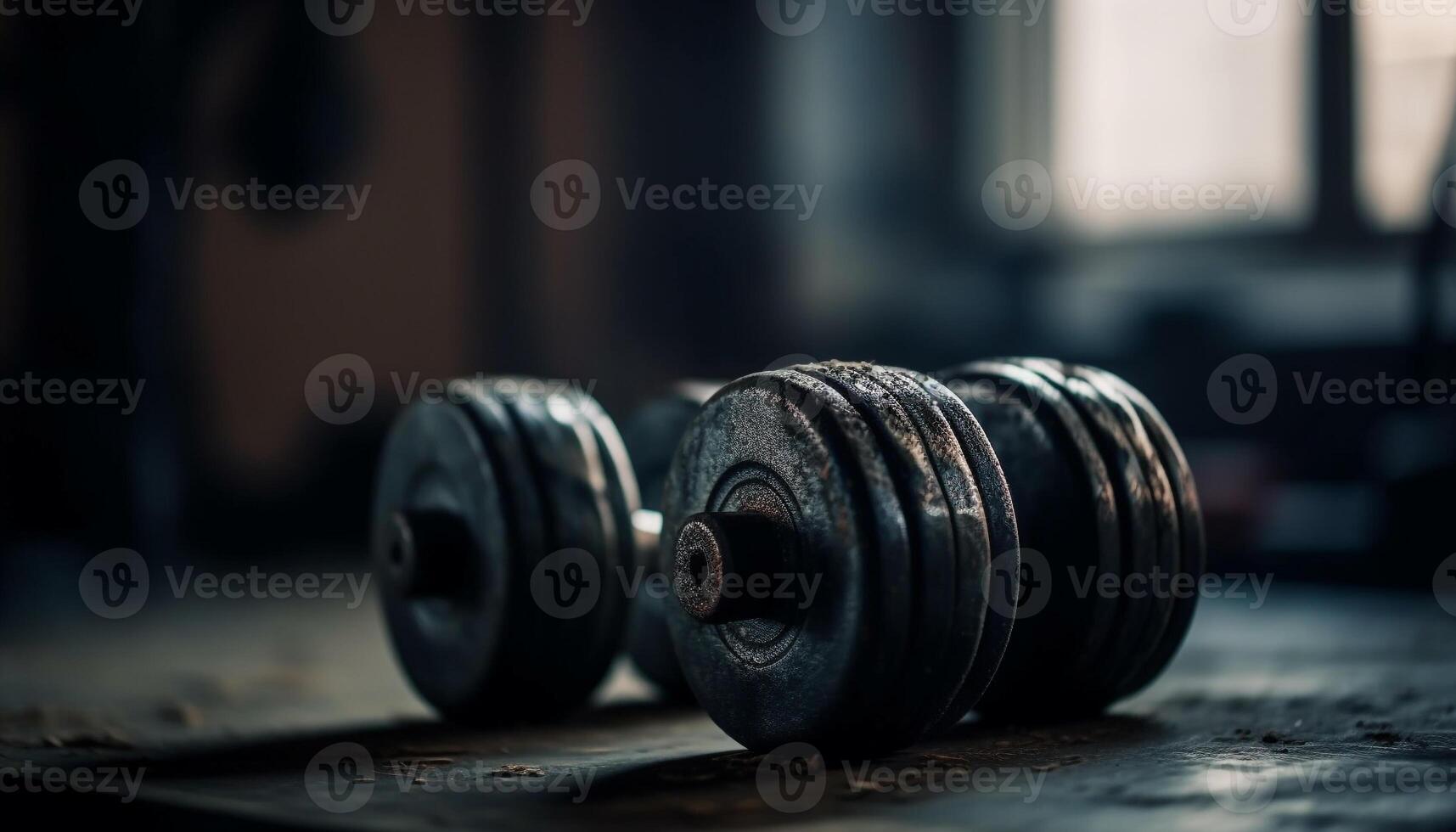 Muscular athlete lifting heavy steel barbell indoors generated by AI photo