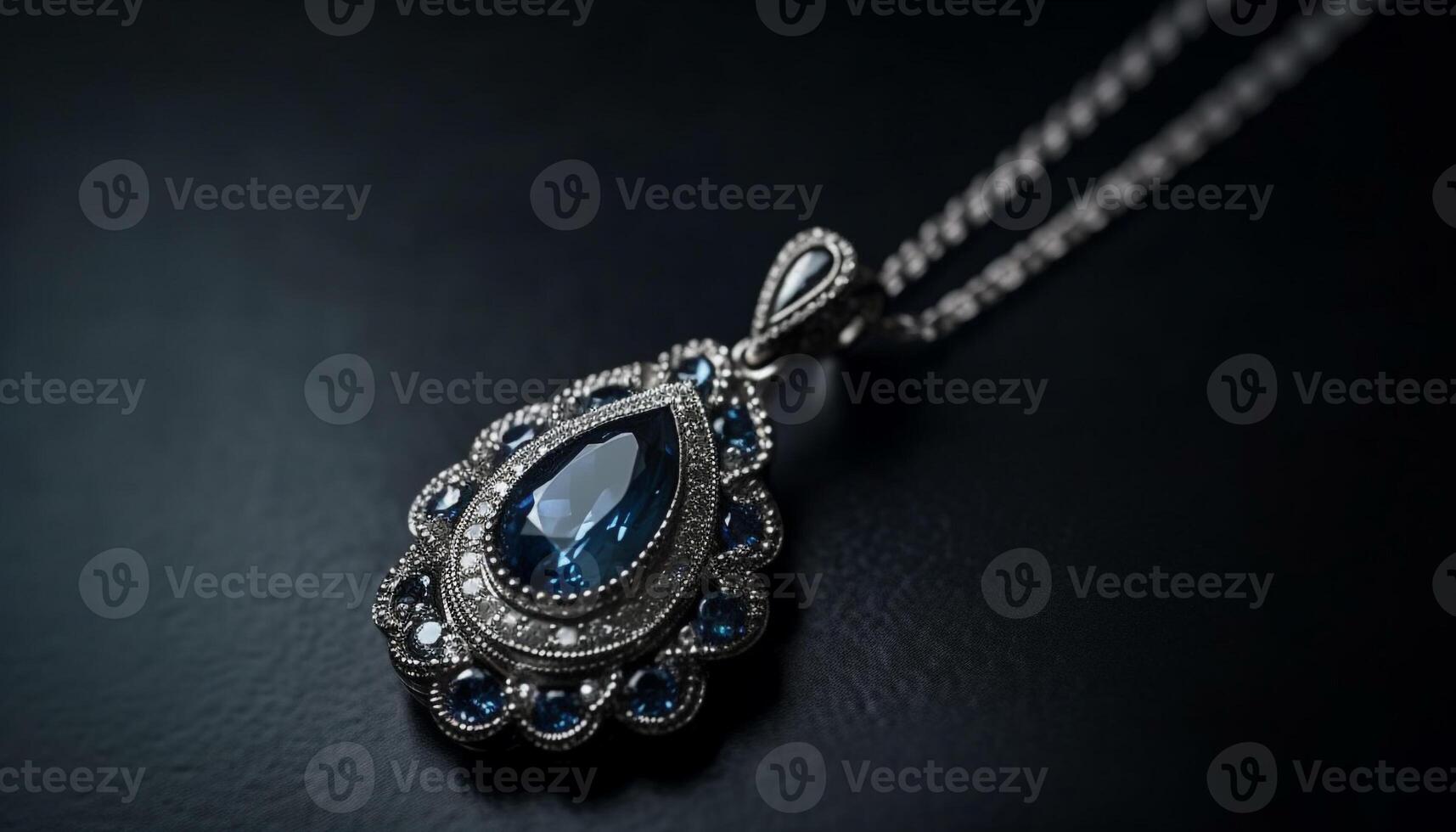 Elegant gemstone necklace shines with rare sophistication generated by AI photo