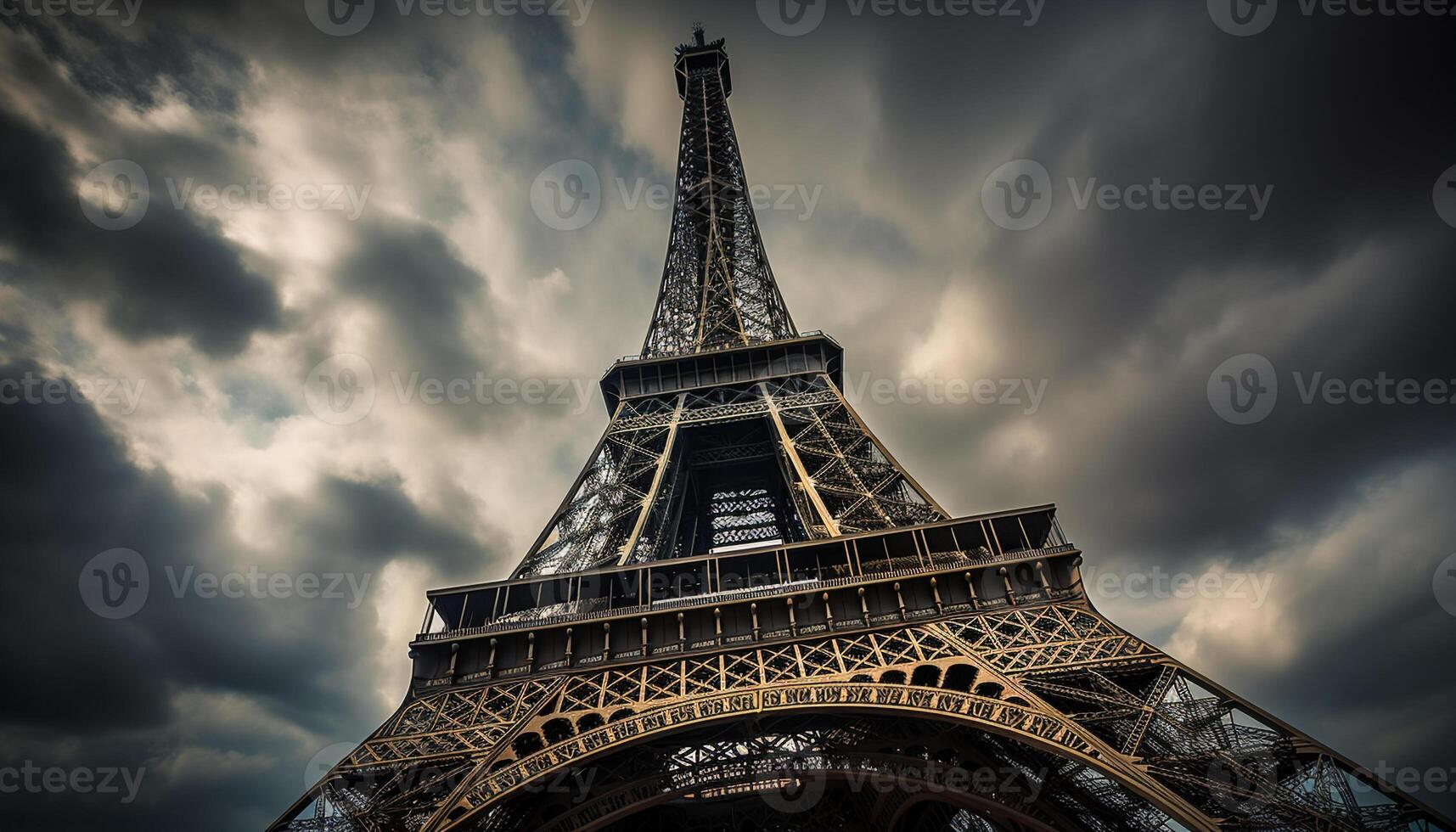 eiffel torre majestuosamente soportes como símbolo para romance generado por ai foto