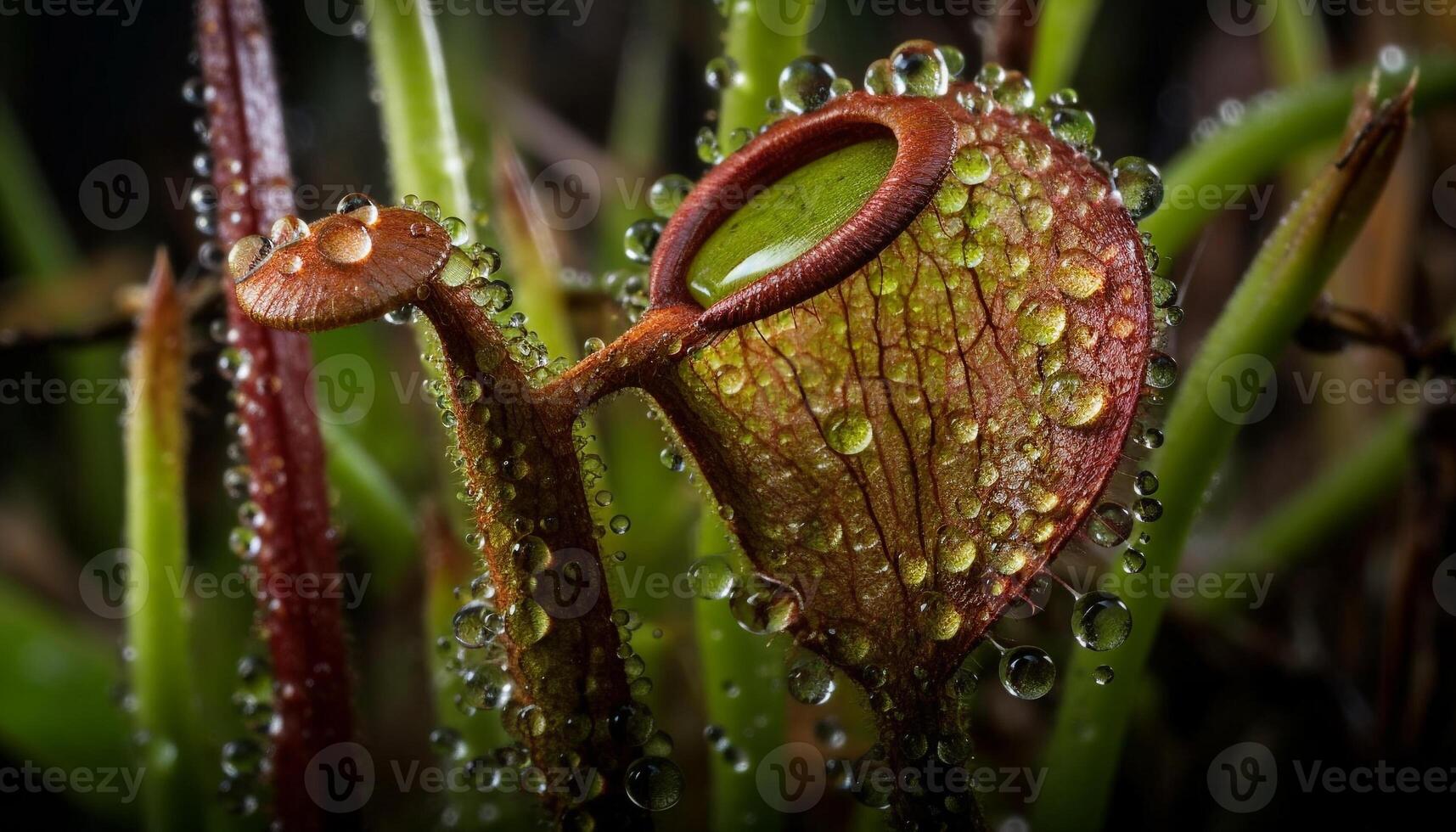 Fresh green leaf with dew drop shines brightly generated by AI photo