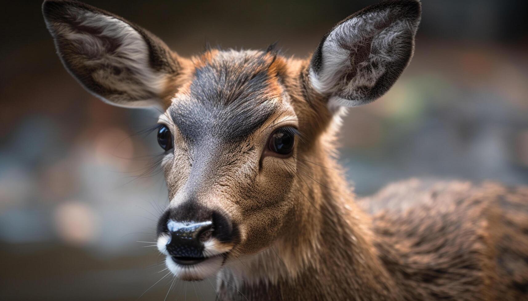 Cute deer looking at camera in meadow generated by AI photo