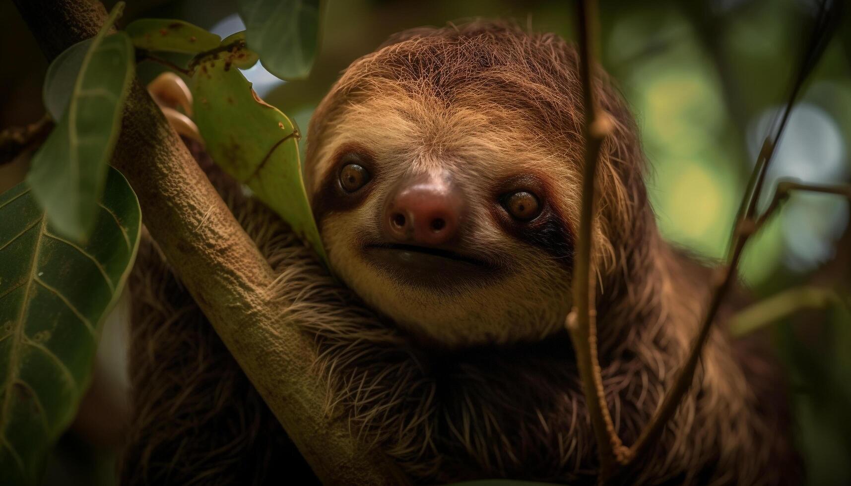 pequeño lémur mirando a cámara en selva generado por ai foto