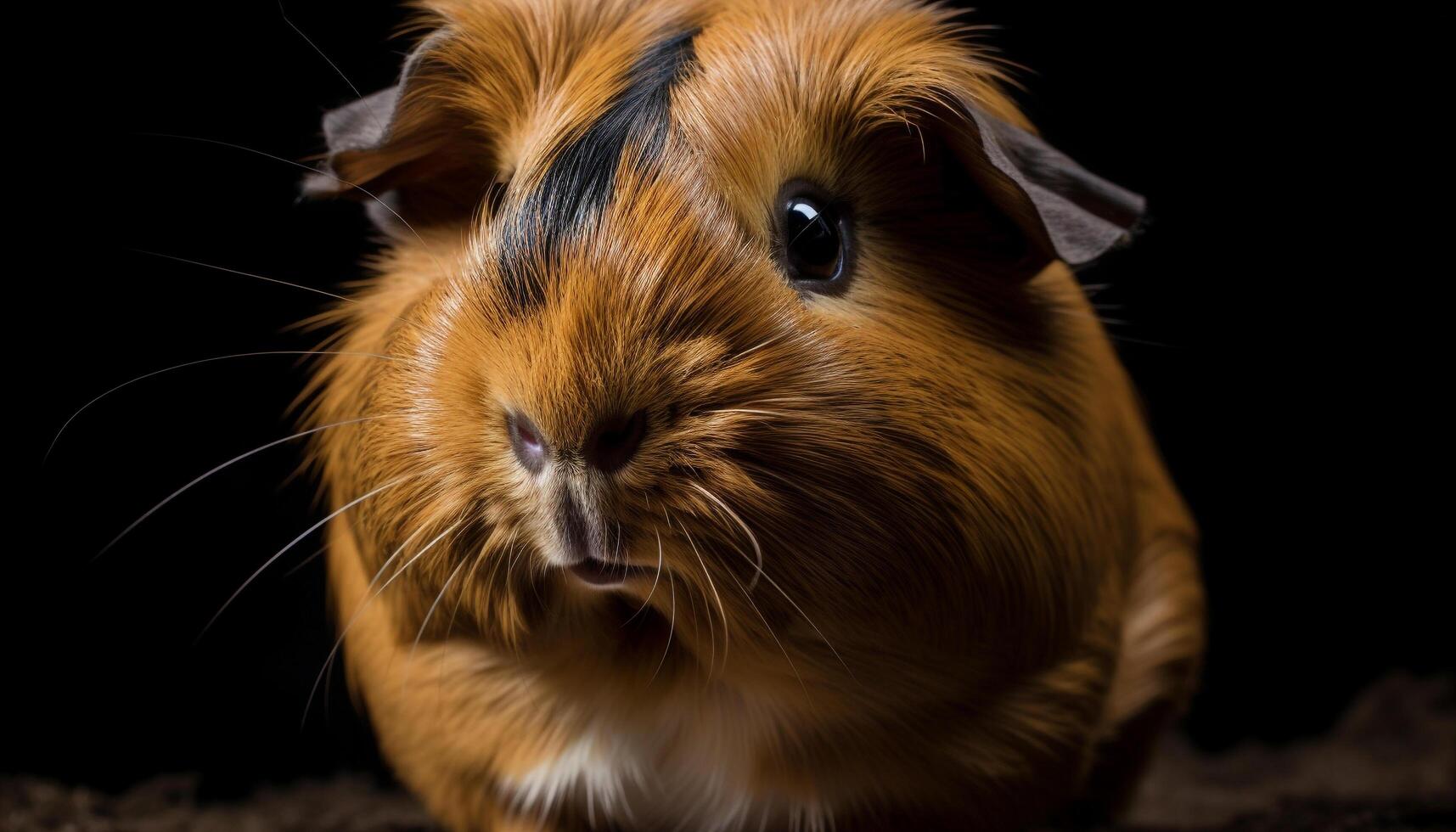 Fluffy young guinea pig curious close up portrait generated by AI photo