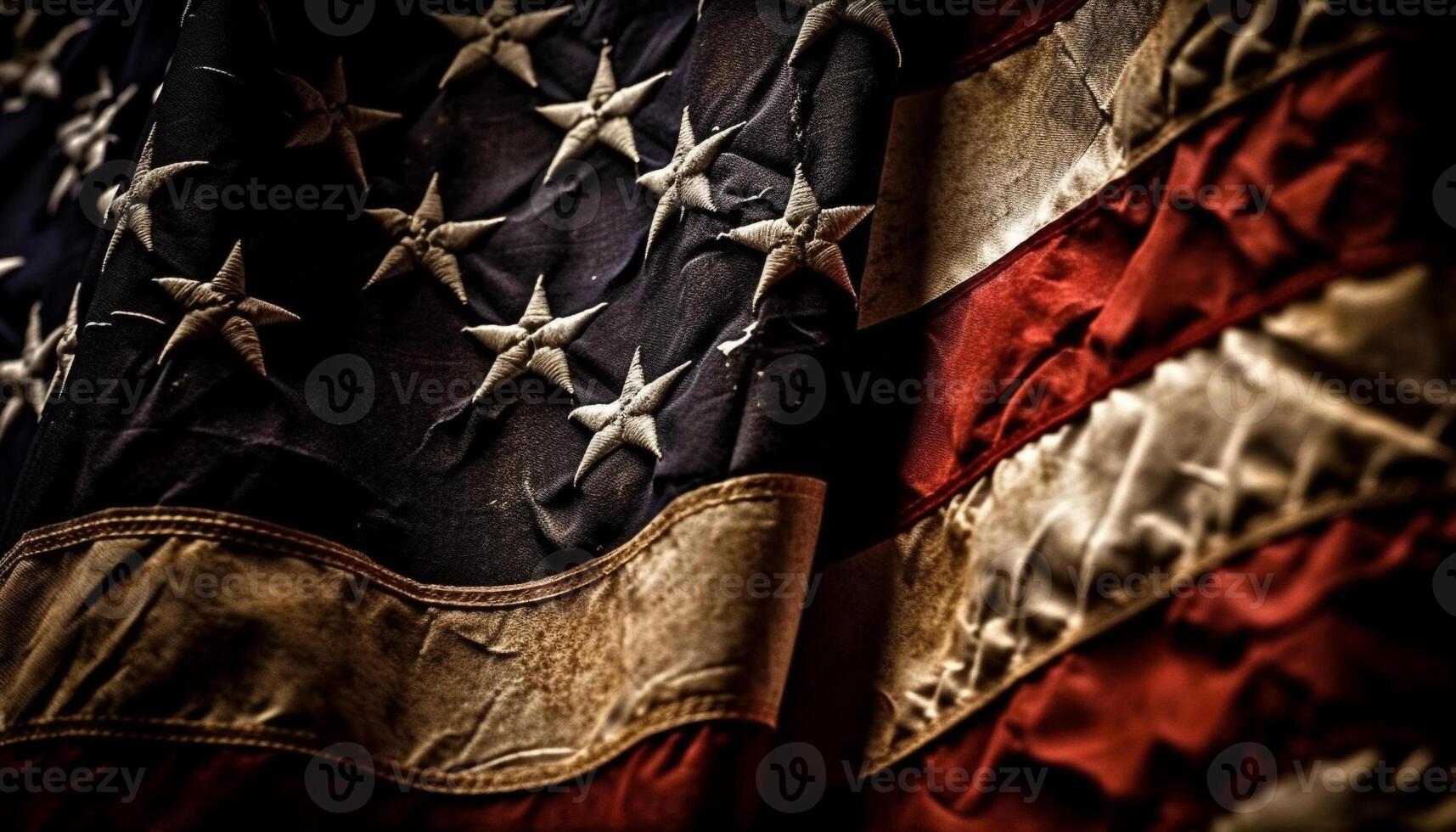 brillante oro a rayas seda americano bandera símbolo generado por ai foto