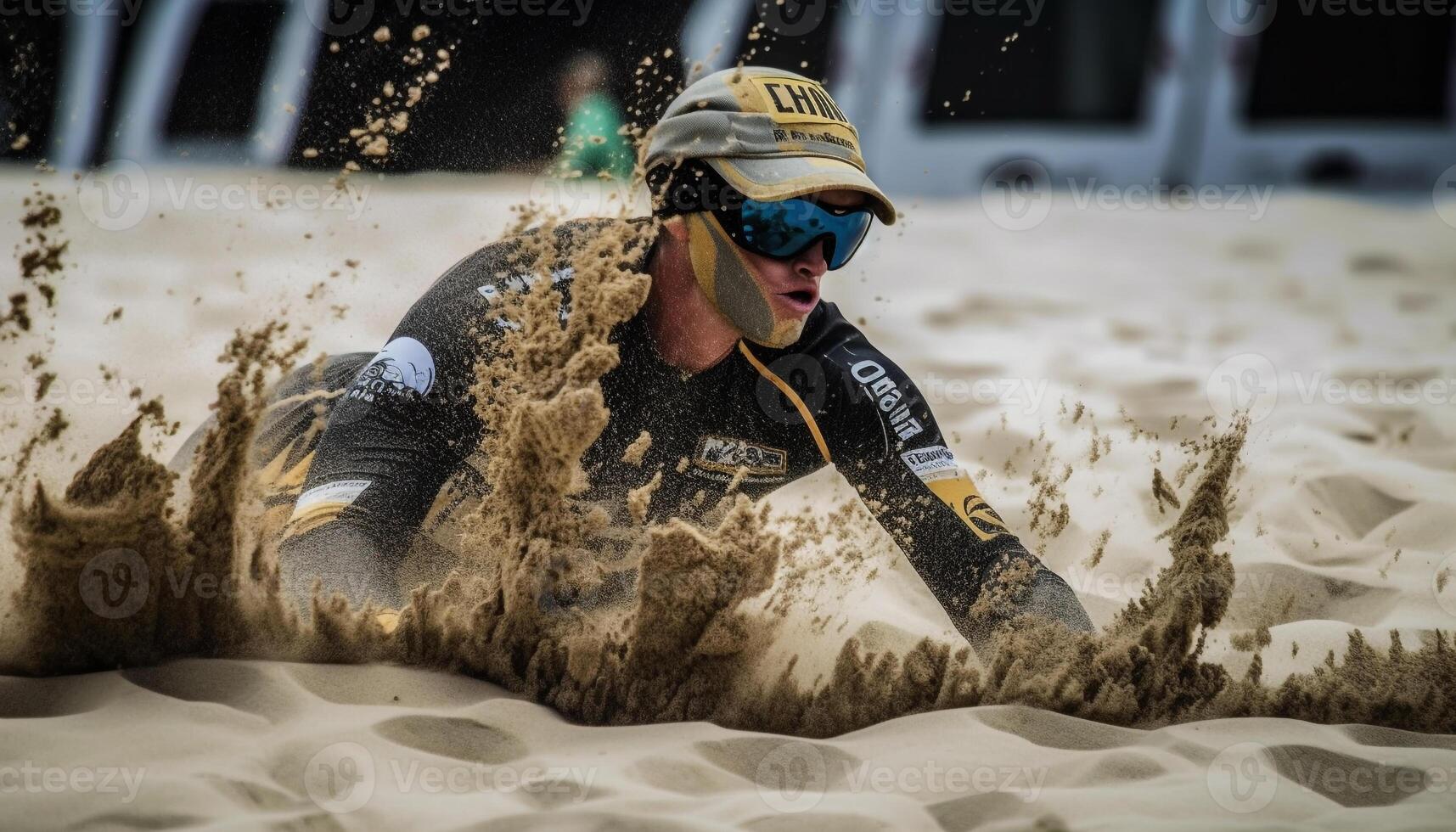 One athletic man competes in extreme sports generated by AI photo