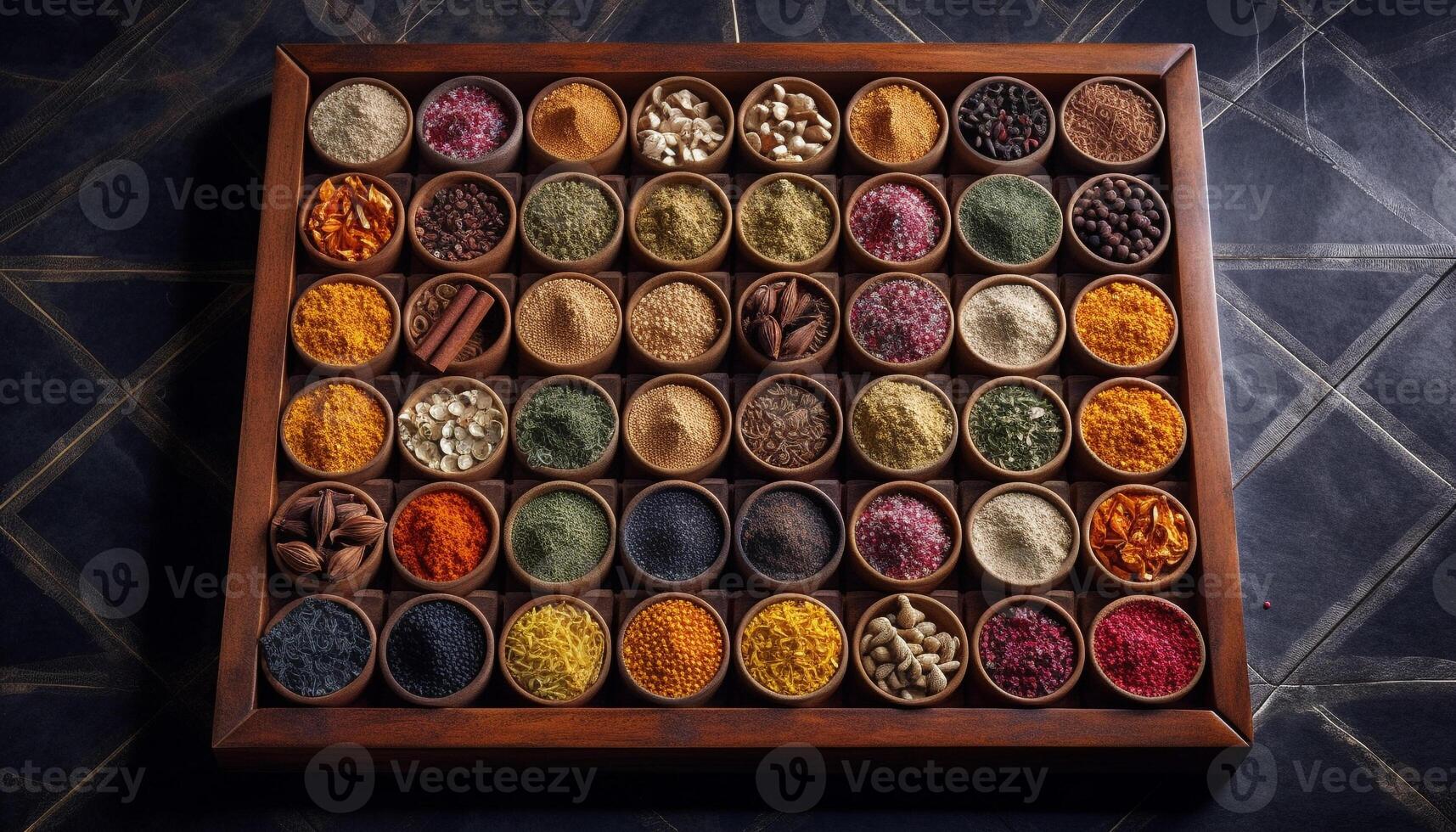 Variety of Spices in Bowl for Cooking Curry generated by AI photo