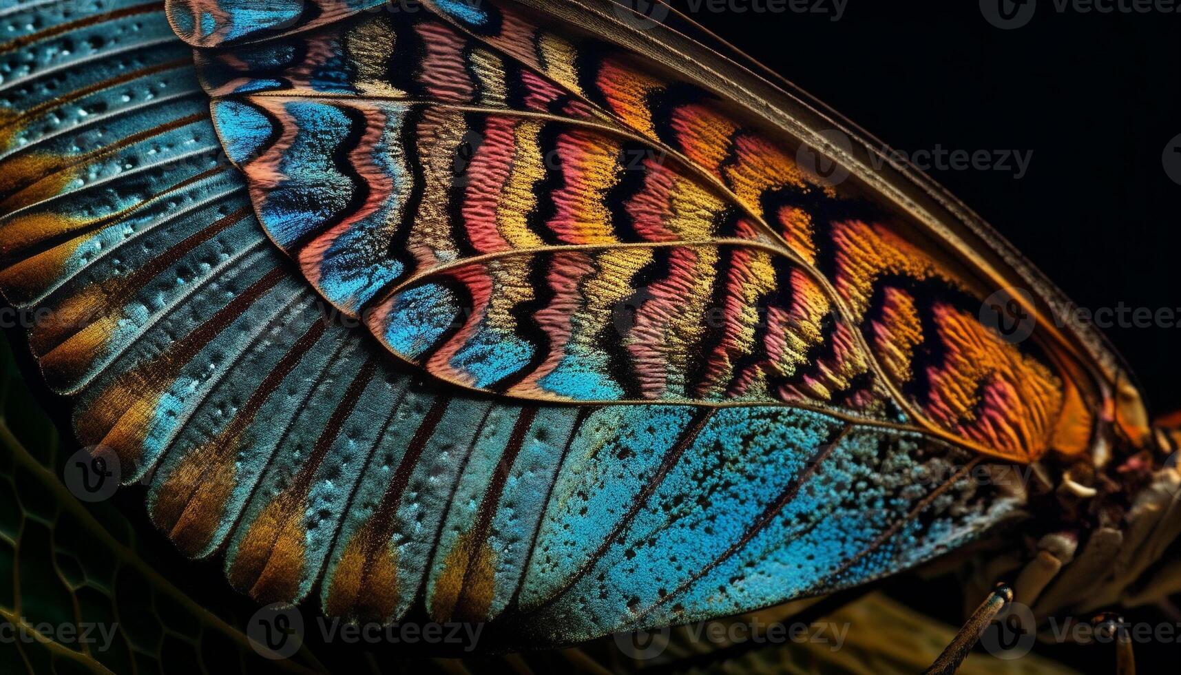 Vibrant colored butterfly in nature beautiful patterns generated by AI photo