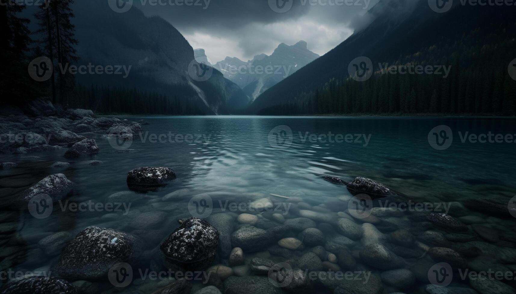 Majestic mountain range reflects tranquil beauty in nature generated by AI photo