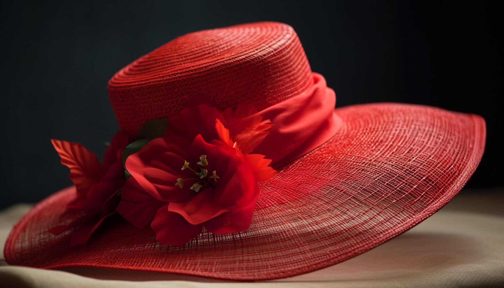 Straw hats and floral garb signify summer generated by AI photo