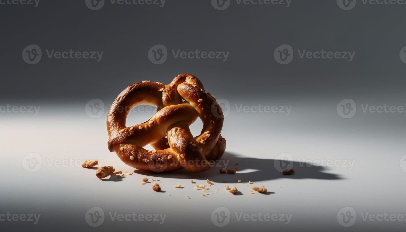 Golden brown pretzels stacked, ready to eat snack generated by AI photo