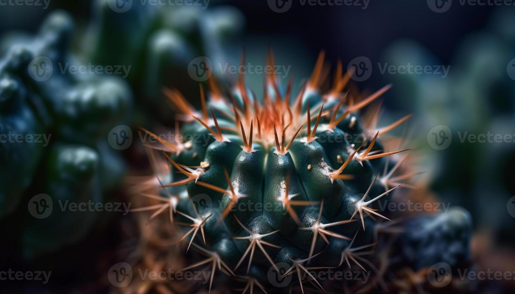 Green succulent plant with sharp thorns spiked generated by AI photo