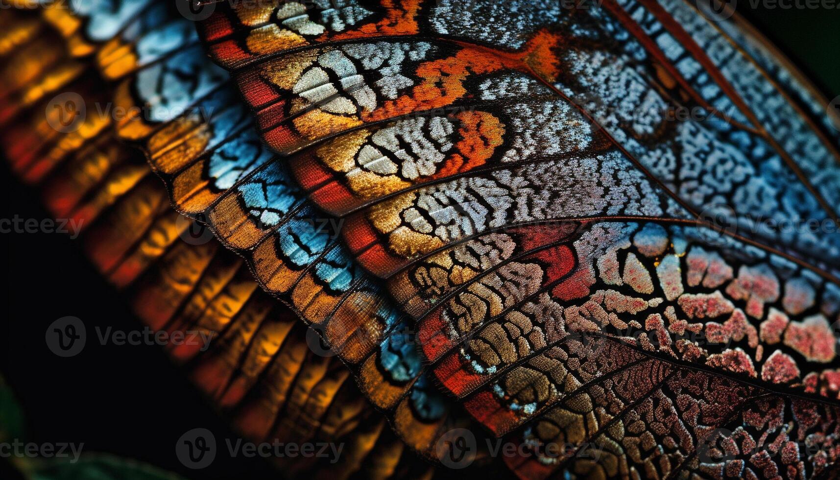 Vibrant butterfly wing, elegant fractal symmetry pattern generated by AI photo