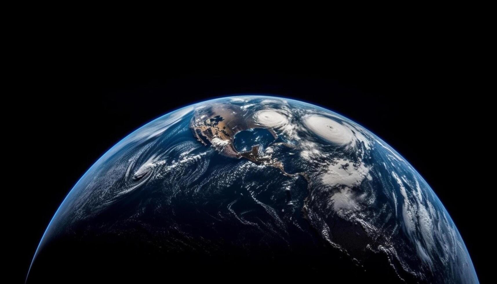 brillante azul esfera órbitas tierra esclarecedor naturaleza generado por ai foto