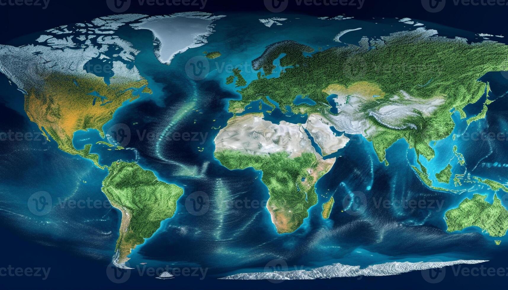 Planet Earth topography and nature in view generated by AI photo