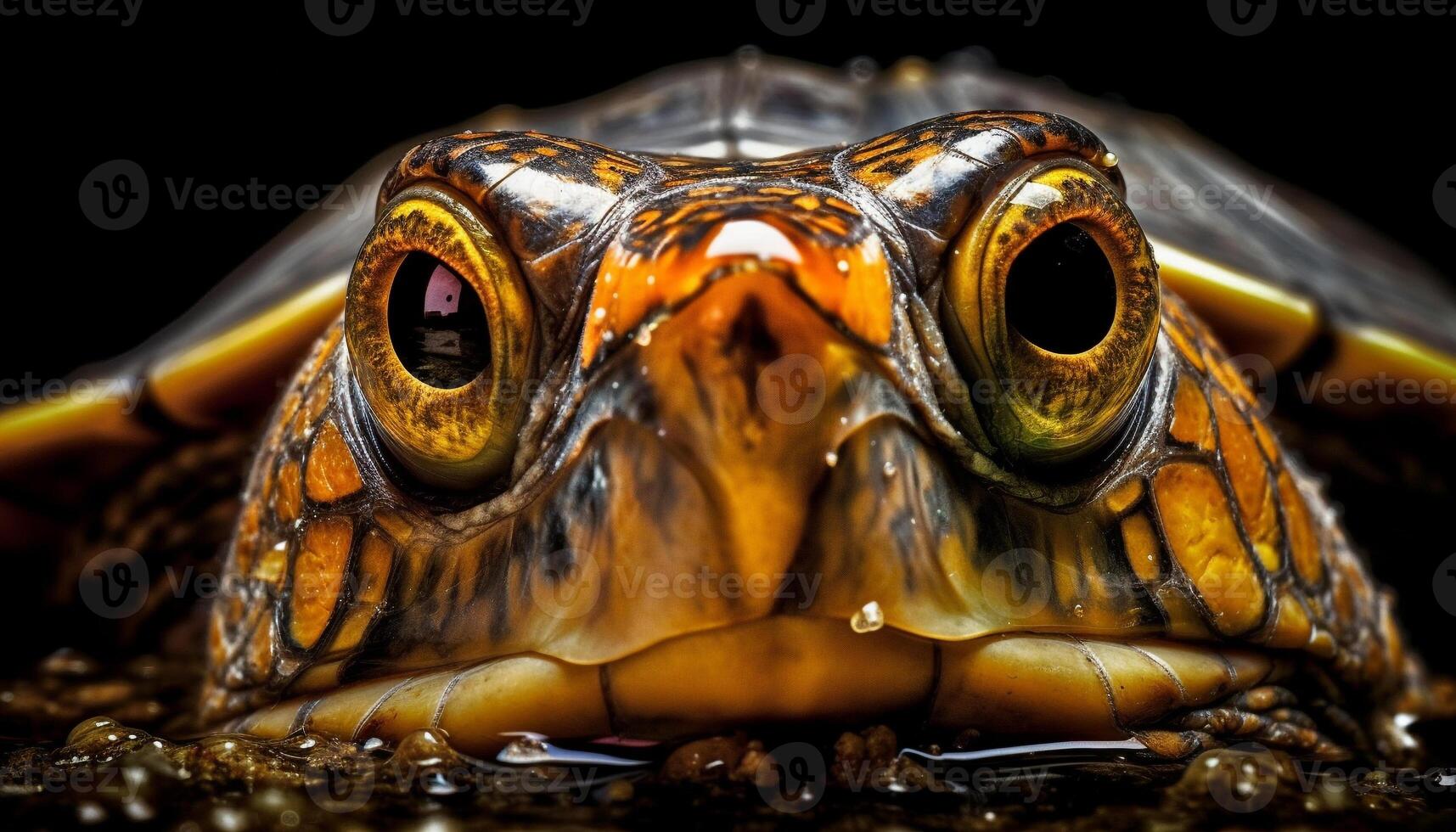 Yellow turtle shell, macro underwater focus generated by AI photo