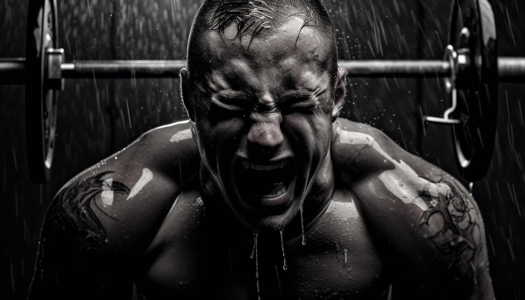 muscular atleta gritando, hacer ejercicio para competitivo deporte generado por ai foto