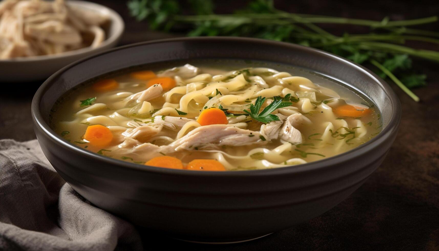Homemade vegetable soup, fresh and healthy meal generated by AI photo