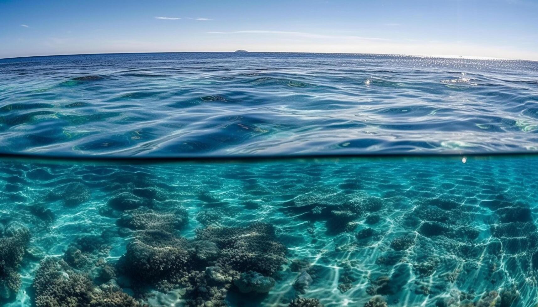 Transparent water reveals beauty in nature below generated by AI photo