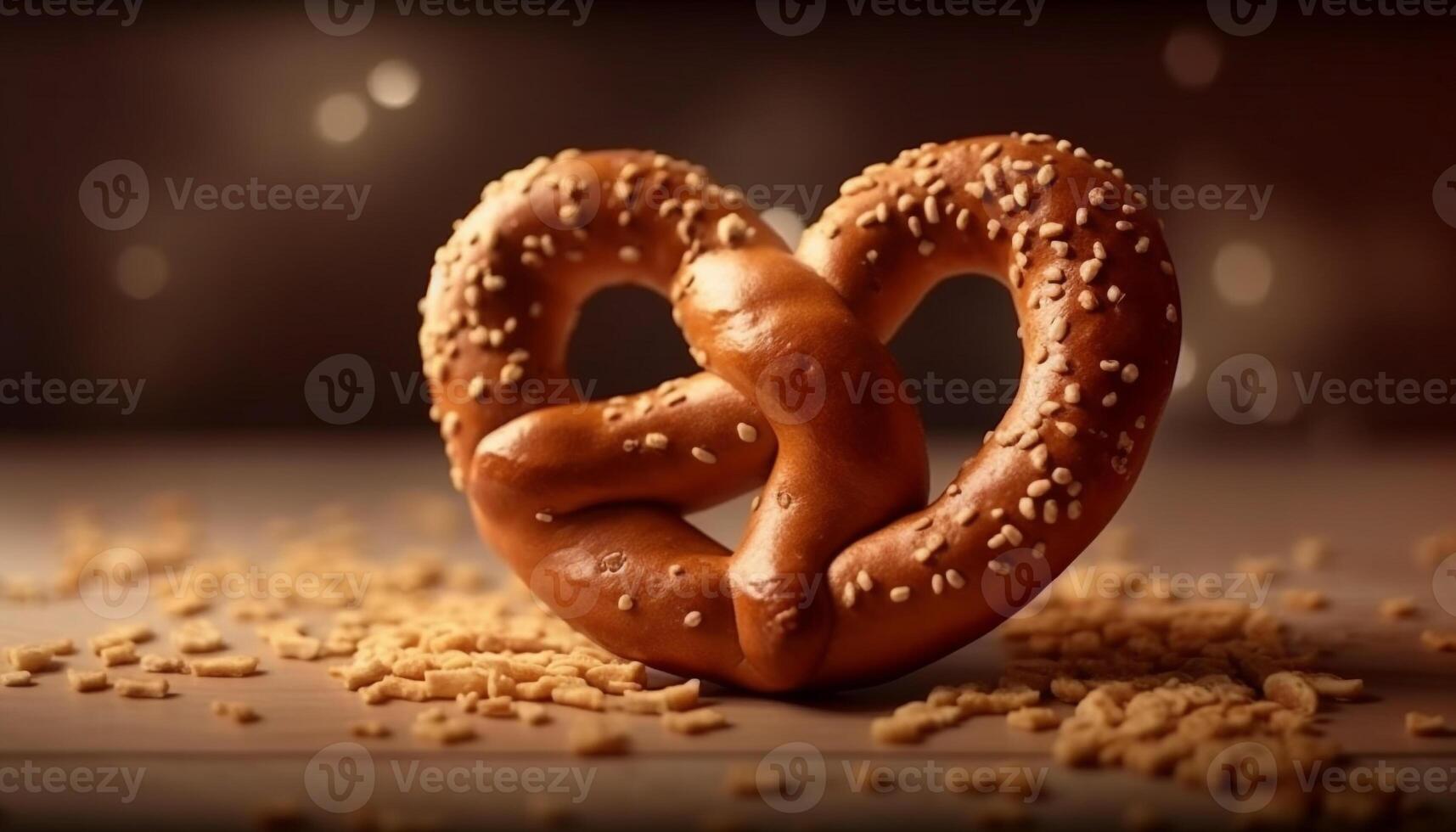 Heart shaped pretzels, baked fresh for indulgence generated by AI photo