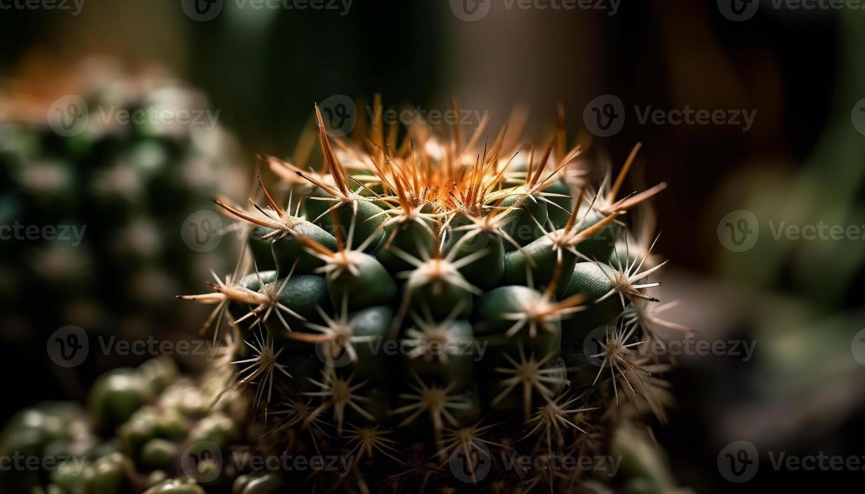 Prickly pear thorn spike in close up macro generated by AI photo