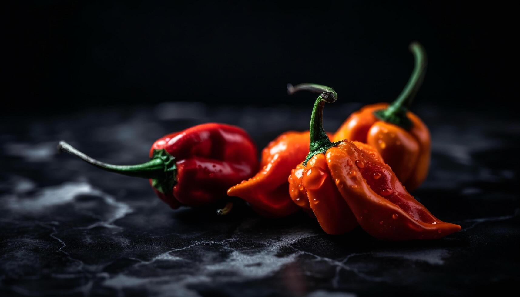 Ripe, fresh vegetable heat burns gourmet spice generated by AI photo