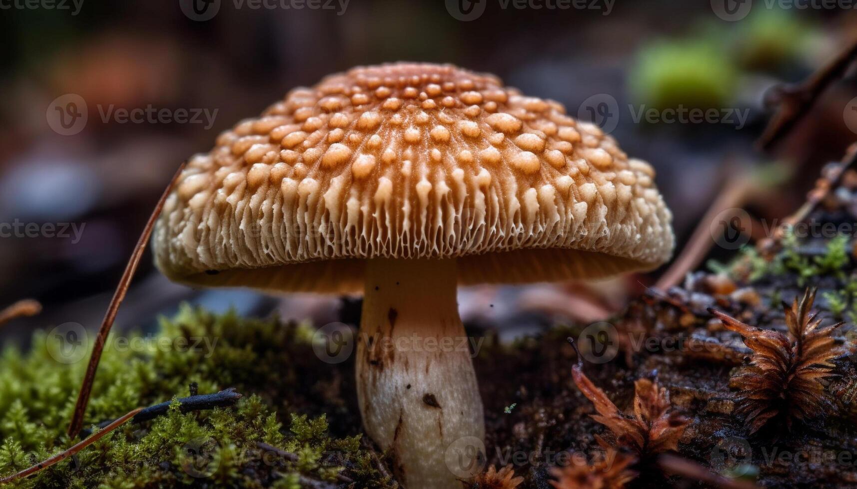 Fly agaric mushroom, poisonous but beautiful cap generated by AI photo