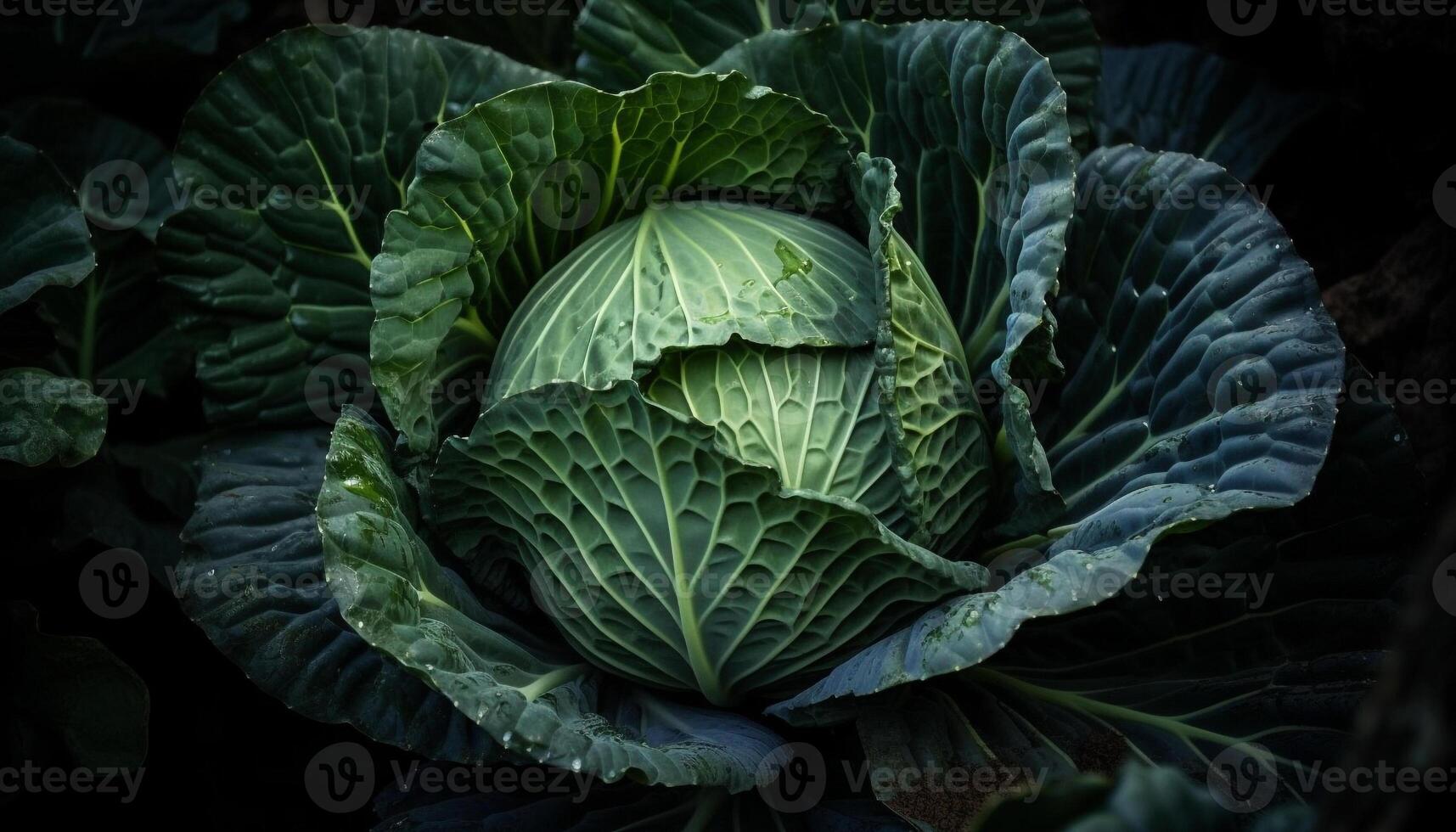 Fresh, organic vegetable salad with kale and flowers generated by AI photo