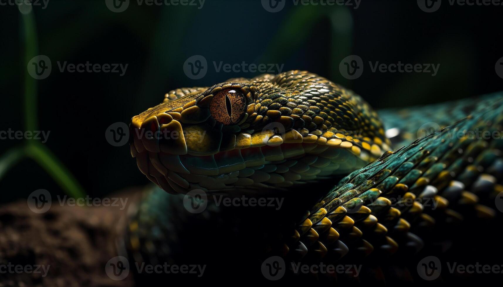 Spiral pit viper scales pattern in focus generated by AI photo