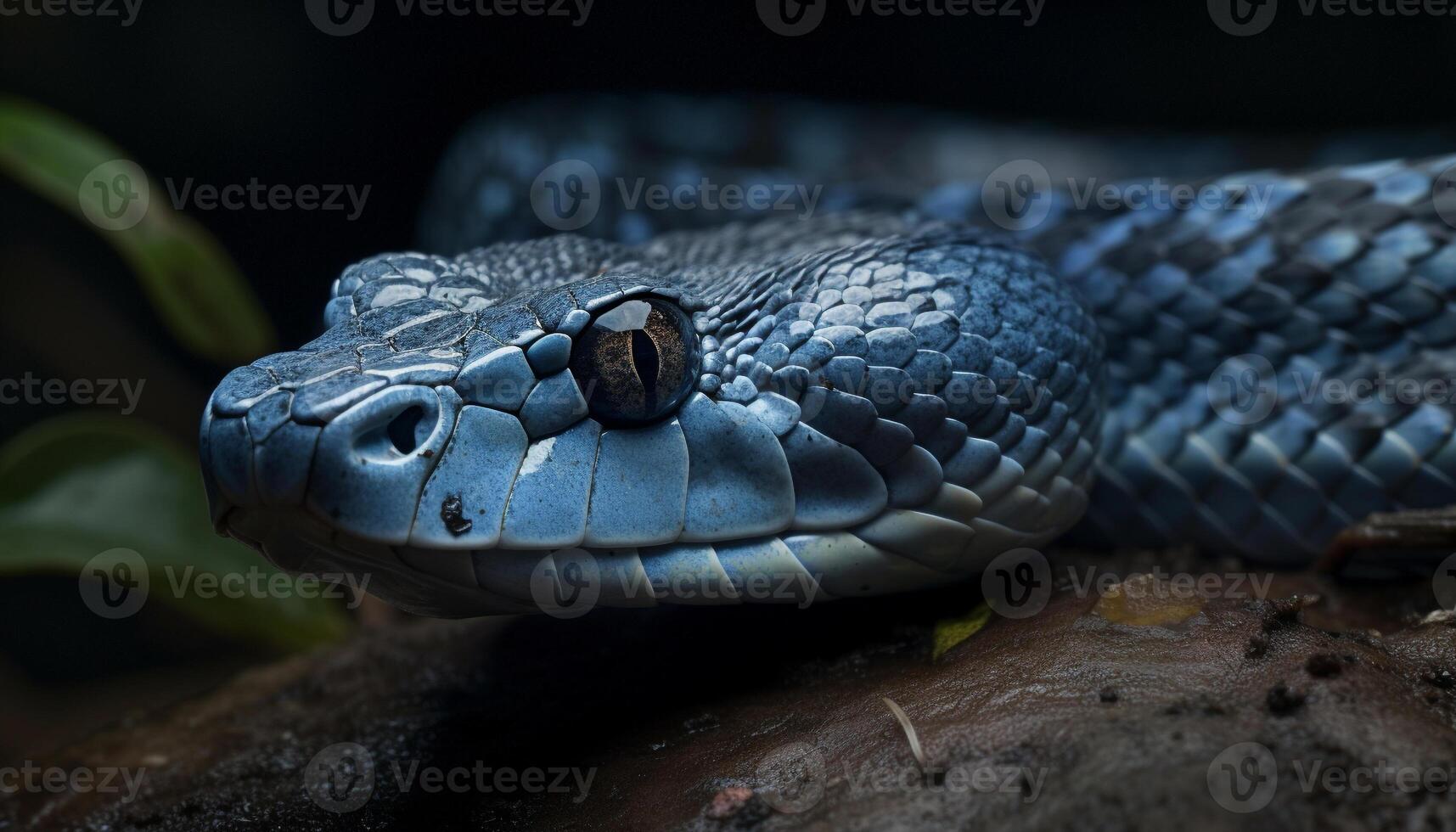 Poisonous pit viper slithers through tropical rainforest generated by AI photo