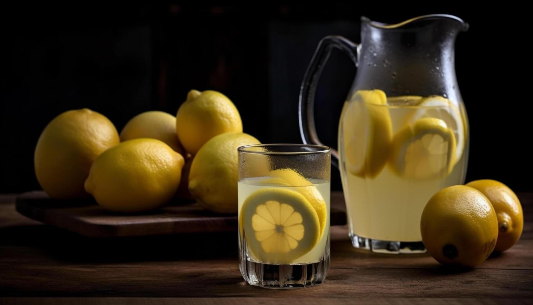 jugoso limón rebanada guarnaciones refrescante verano cóctel generado por ai foto