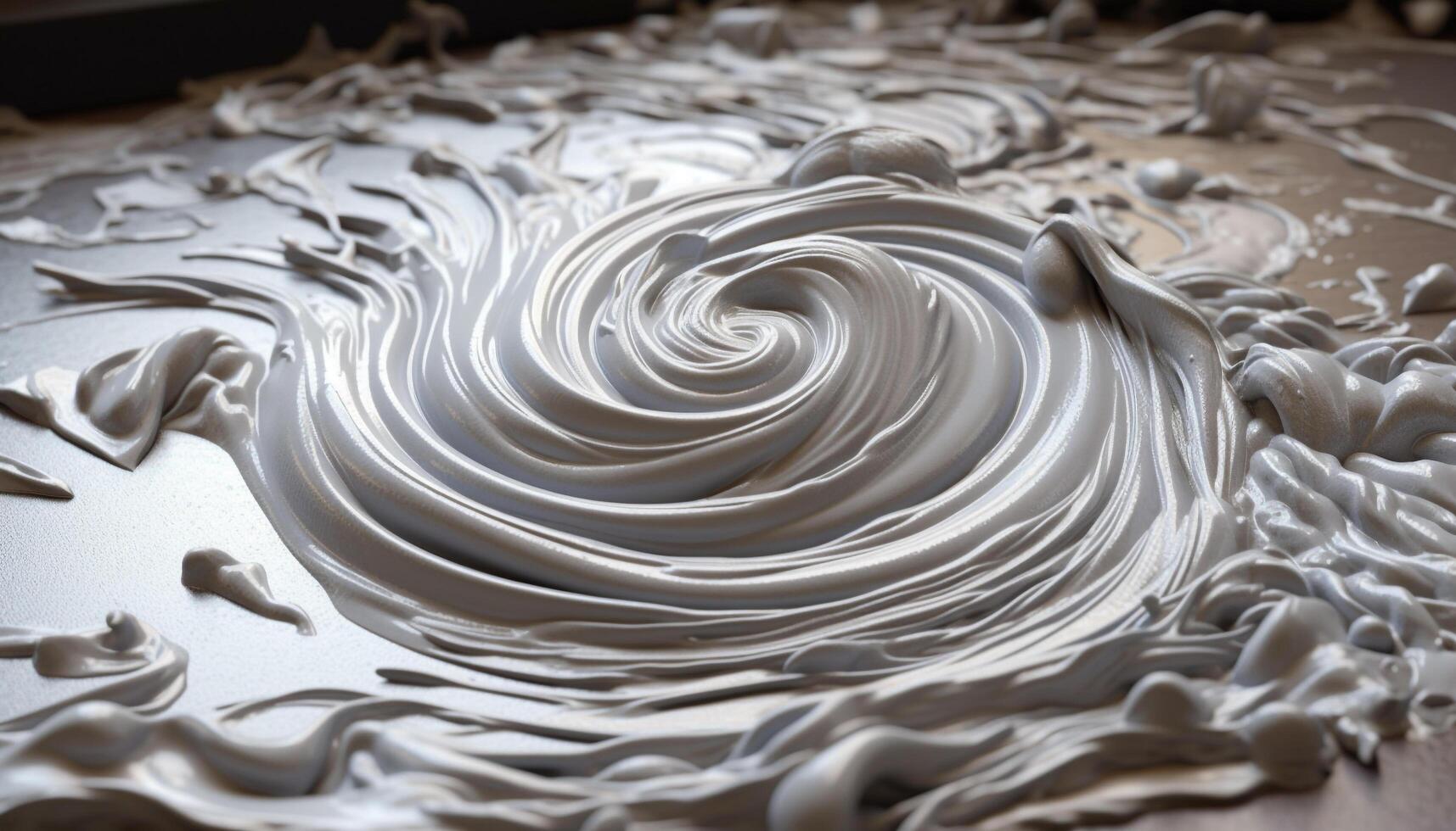 Making chocolate swirls with a wet brush generated by AI photo