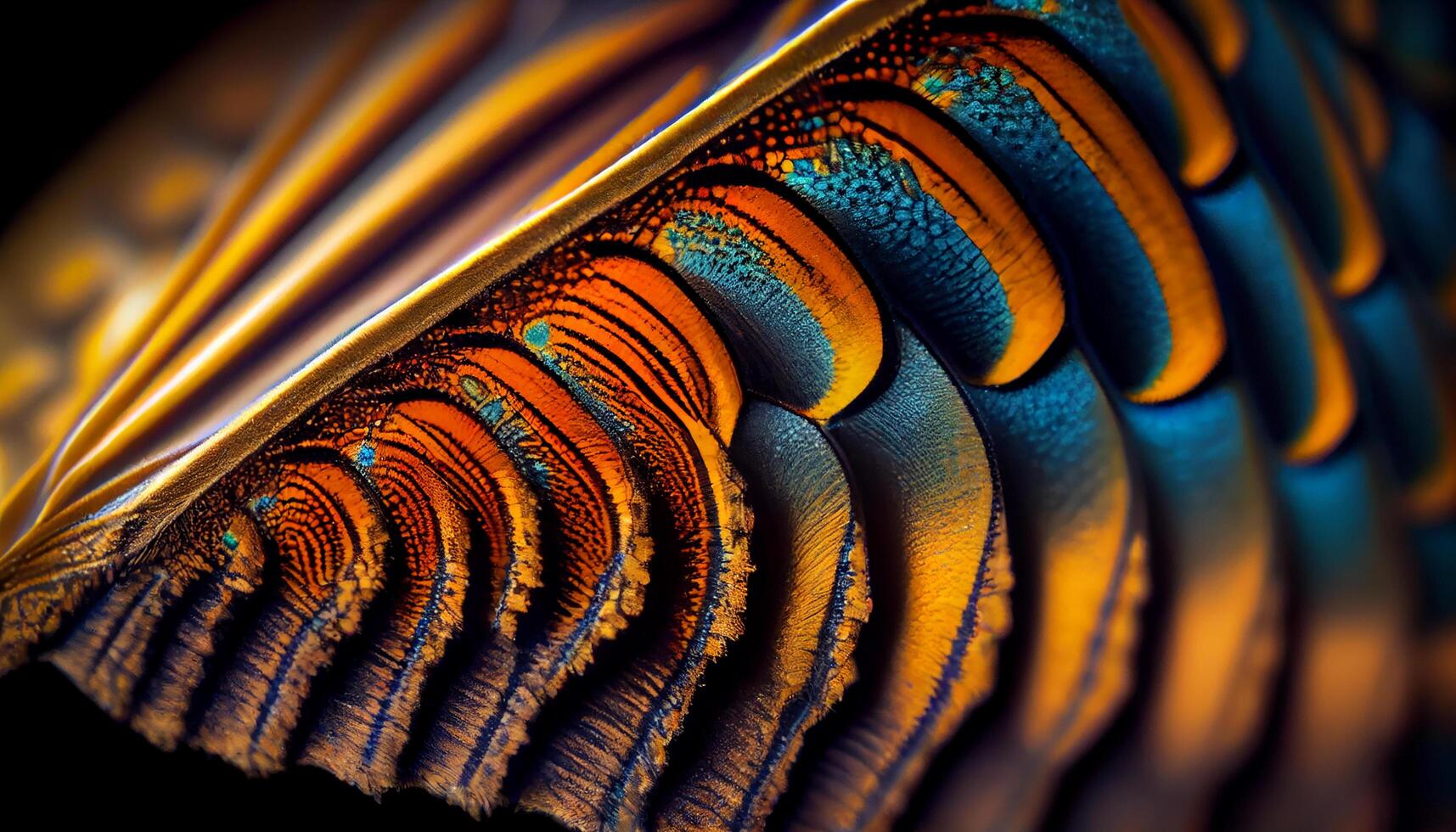 Vibrant feather design showcases nature intricate beauty generated by AI photo