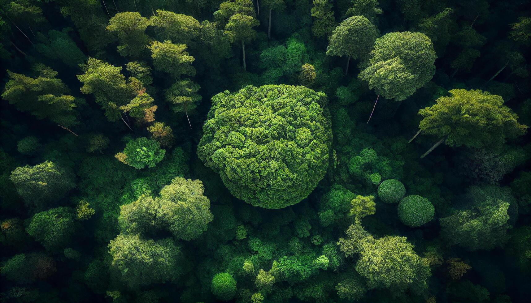 Abstract green forest growth in futuristic design generated by AI photo