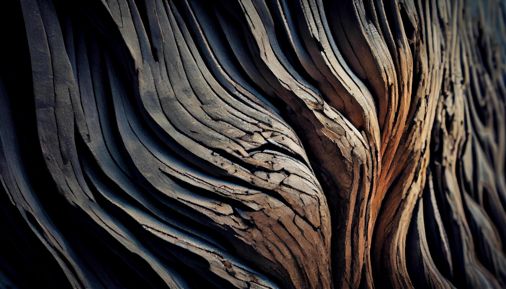 Smooth curves of old tree create textured backdrop generated by AI photo