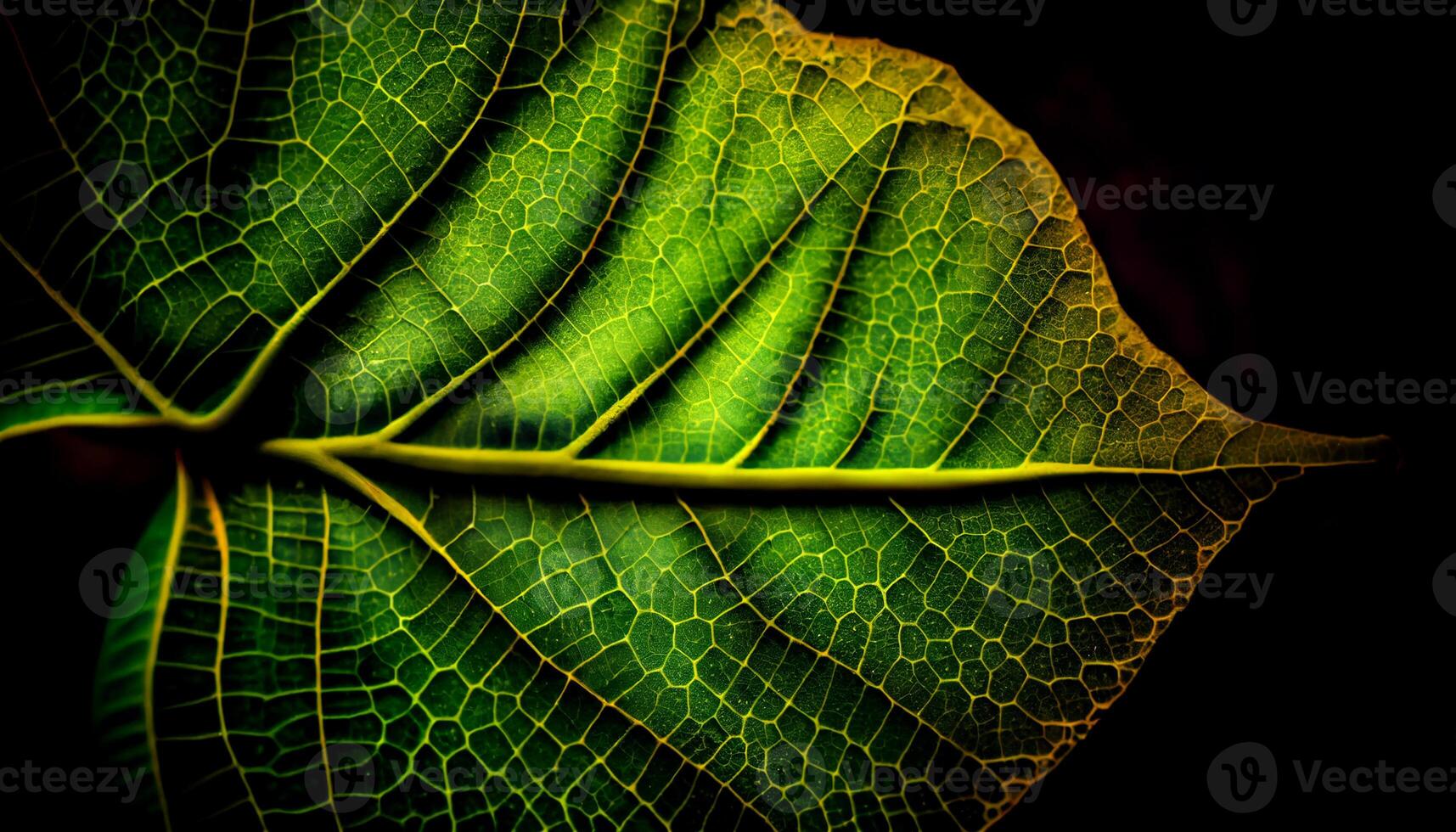 Vibrant leaf vein pattern, bright green color generated by AI photo