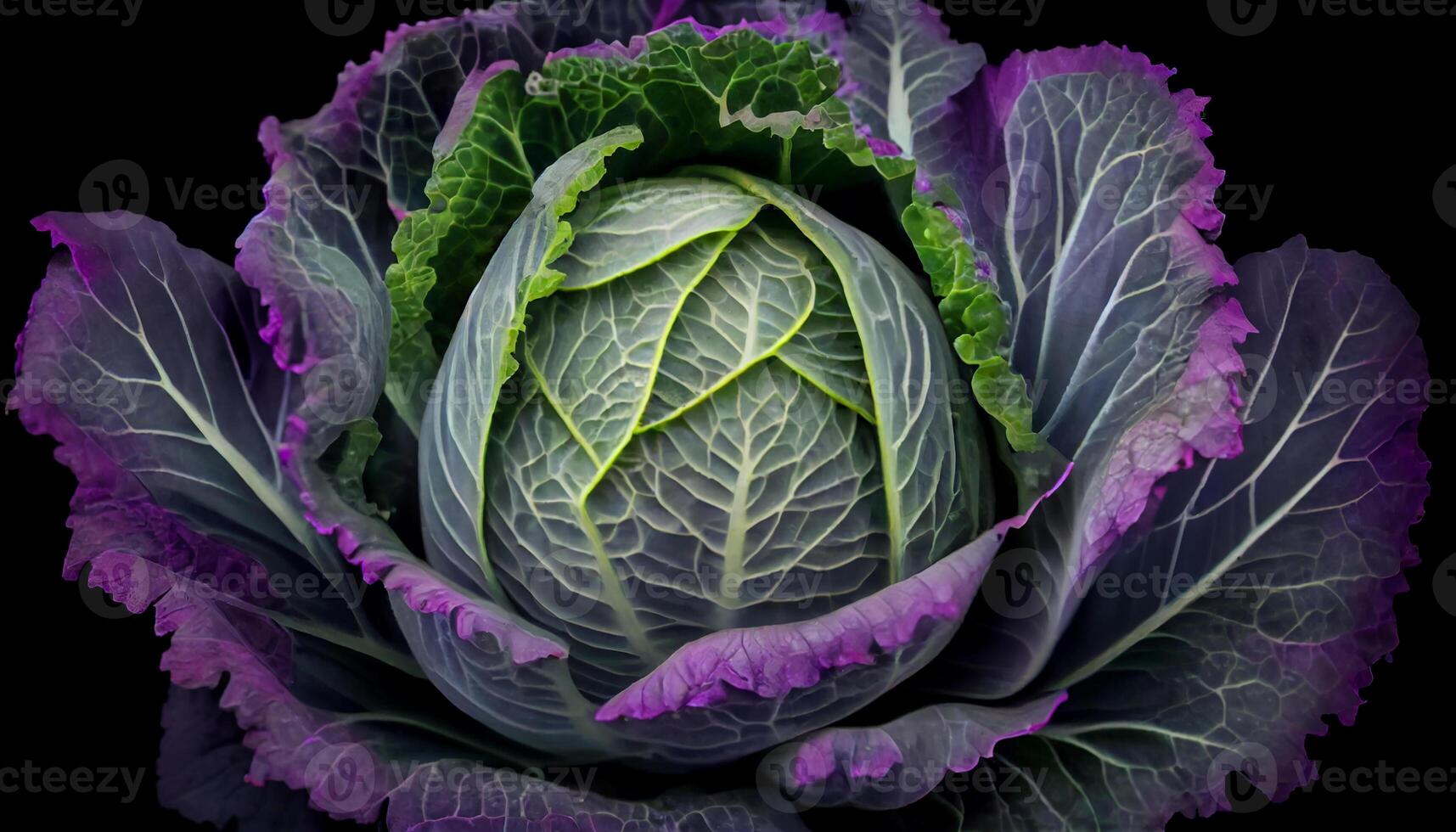 Fresh healthy salad of purple and green cabbage generated by AI photo