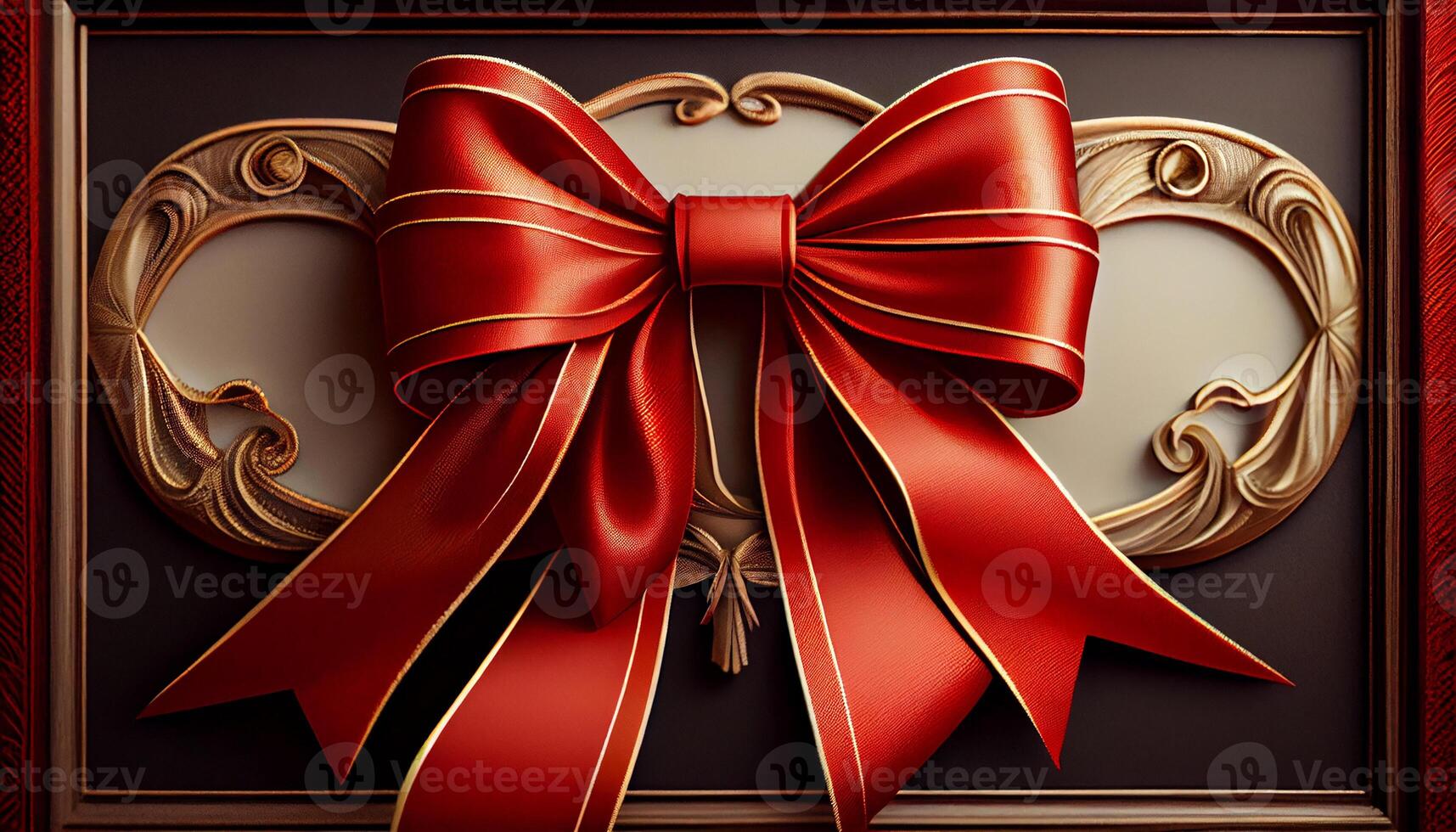 Ornate gold gift tied with shiny ribbon generated by AI photo