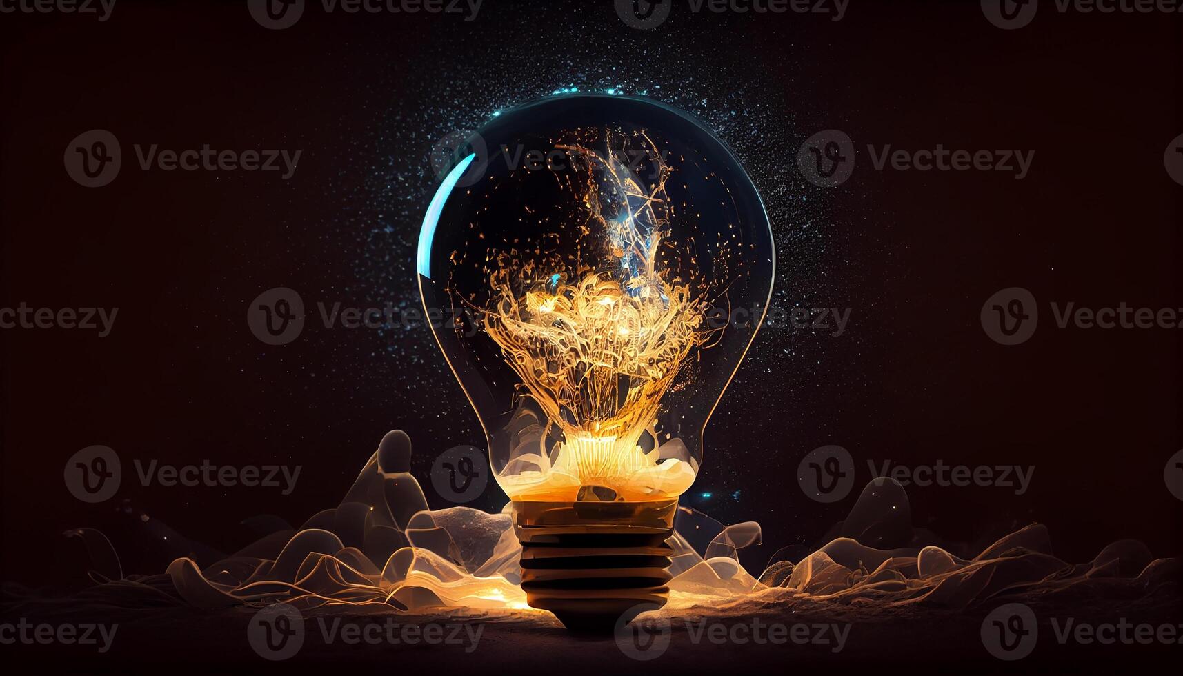 brillante eléctrico lámpara encendido ideas y creatividad generado por ai foto