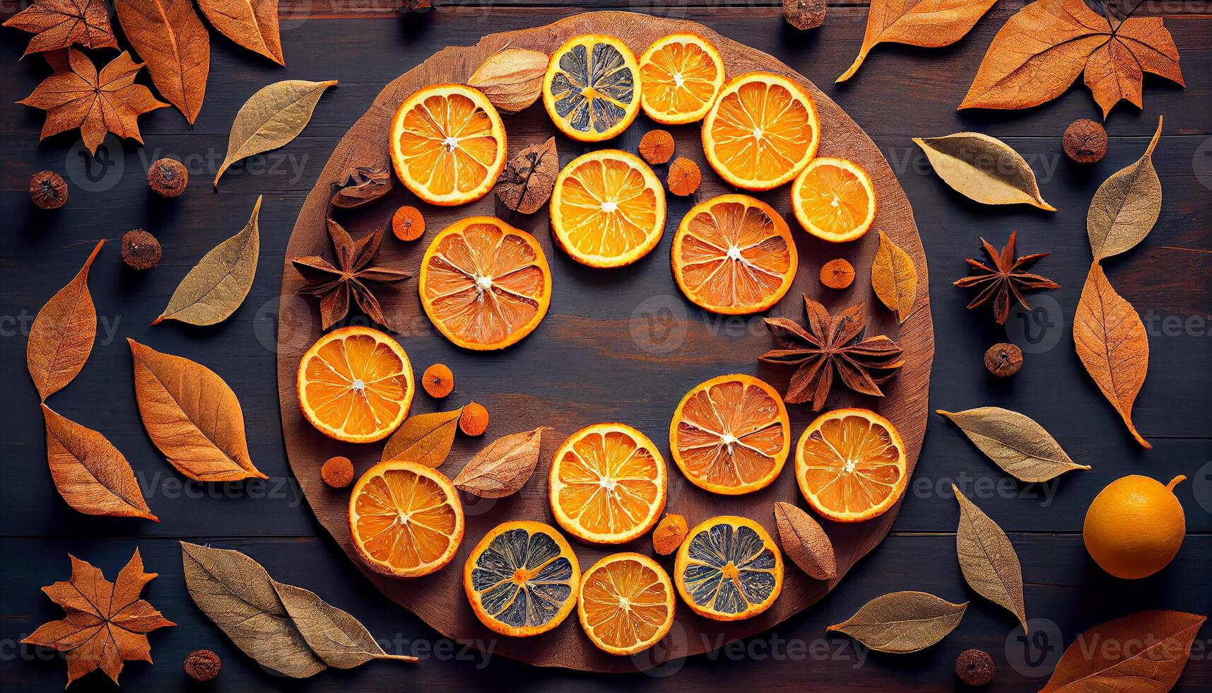 Spice up autumn table decor with oranges generated by AI photo