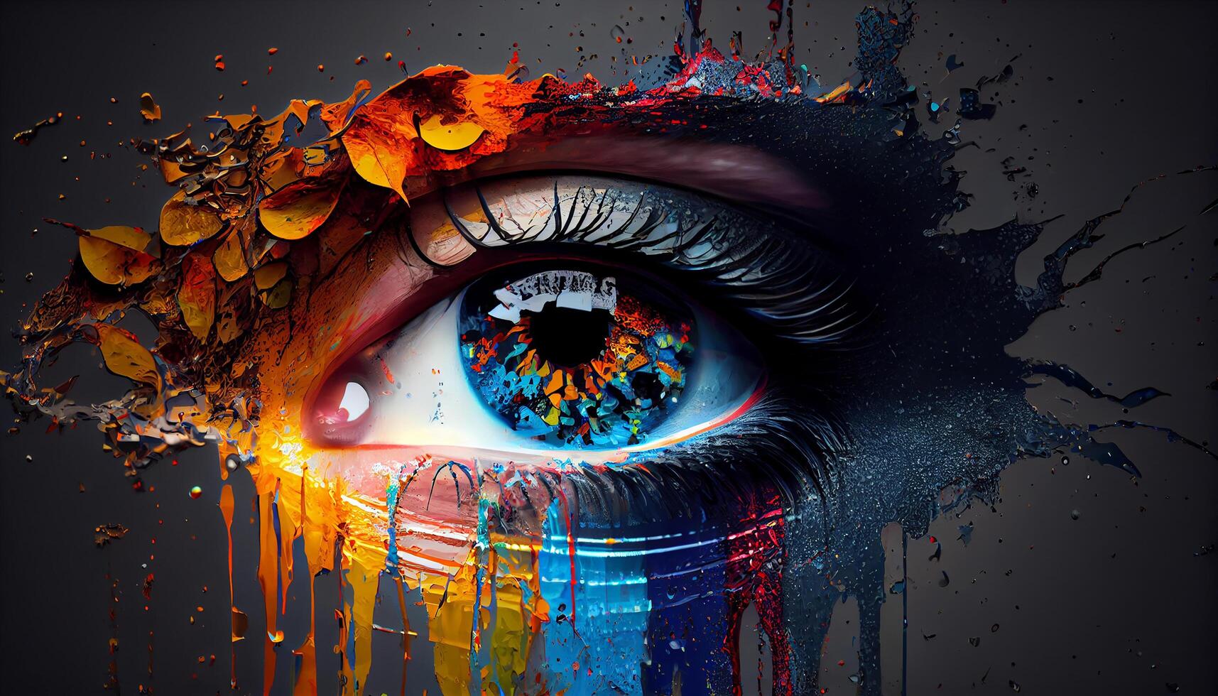 Abstract eye looking at creativity in beauty generated by AI photo