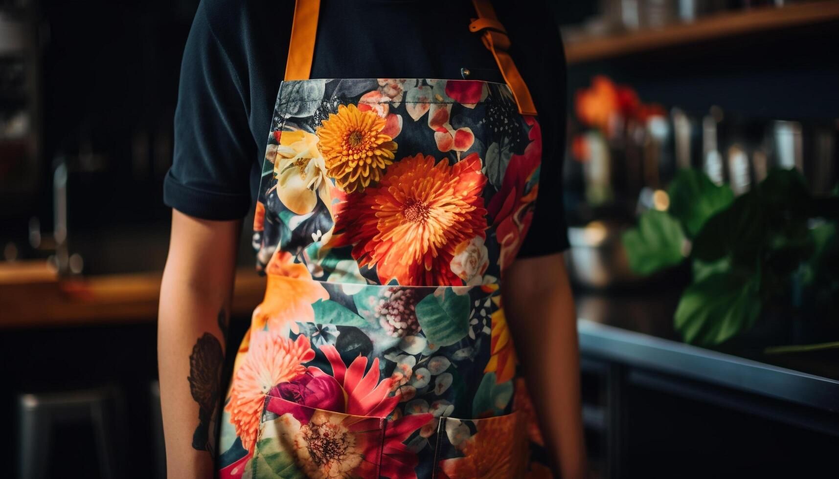 Young female florist holds fresh flower vase generated by AI photo