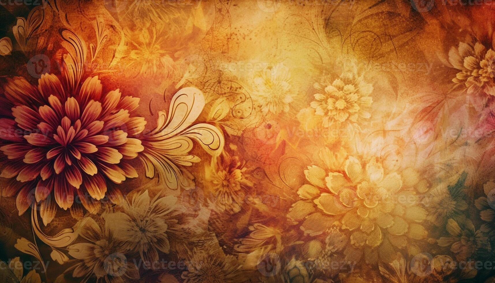 Vibrant floral fantasy abstract flower pattern celebration generated by AI photo