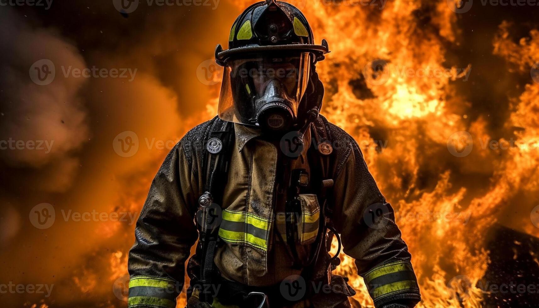 Flames engulfed the burning building, firefighters worked urgently generated by AI photo