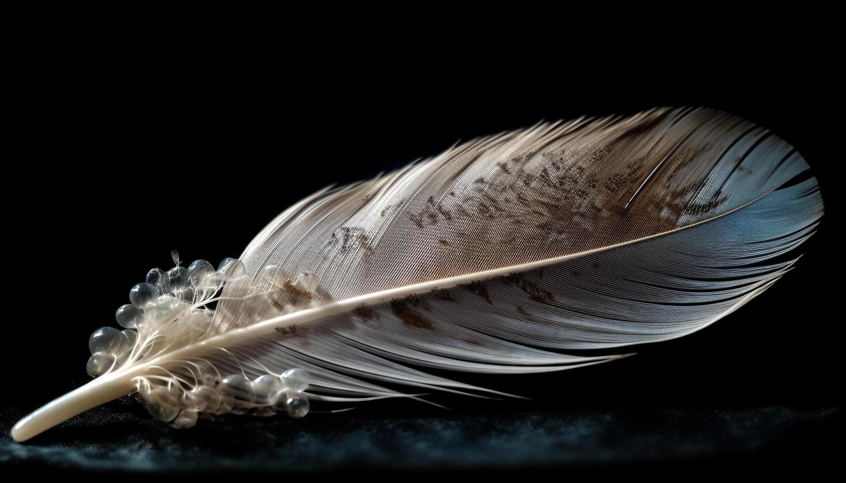 Smooth swan feather soaring in mid air beauty generated by AI photo