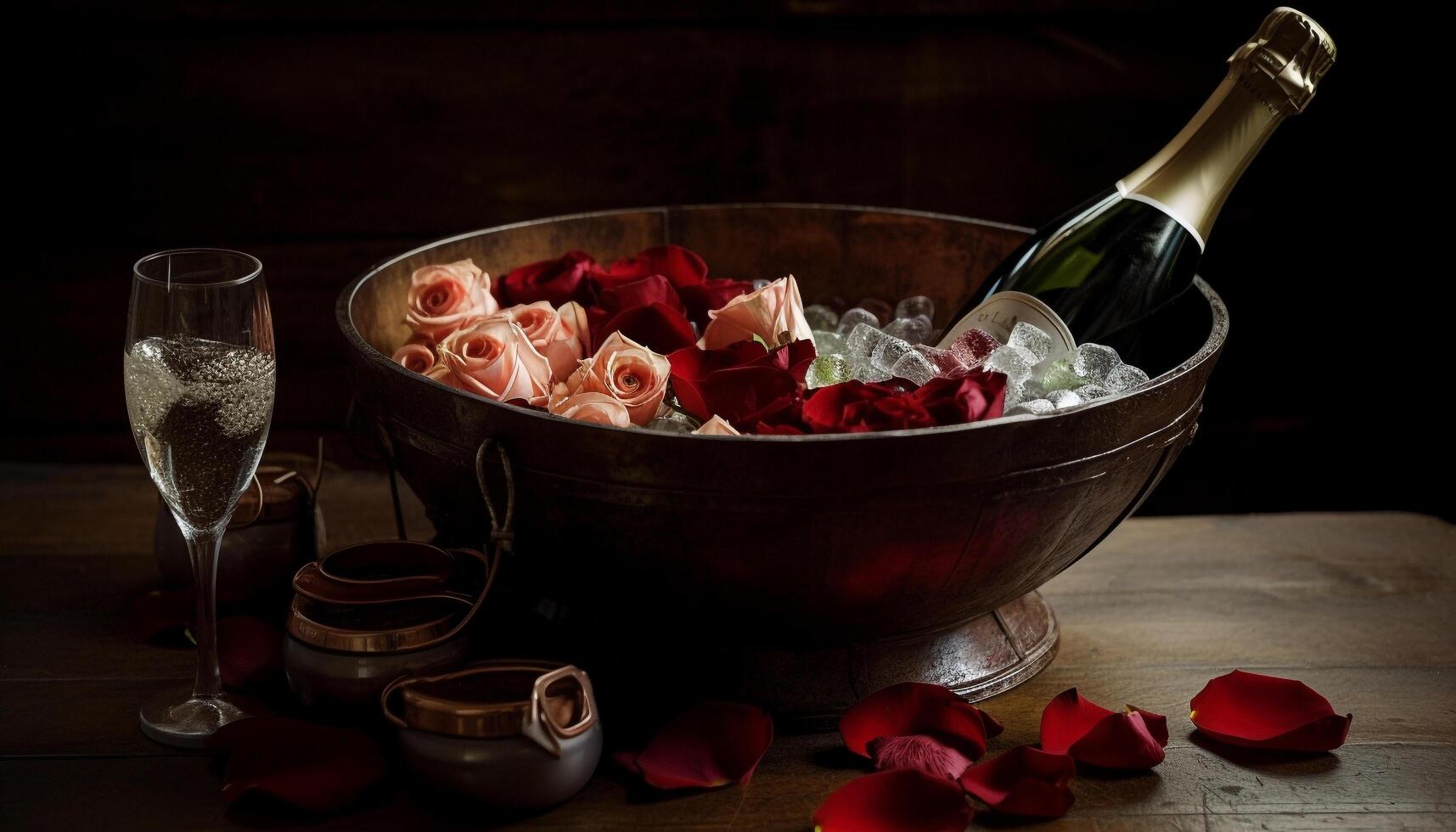 romance en el viñedo con vino amor generado por ai foto