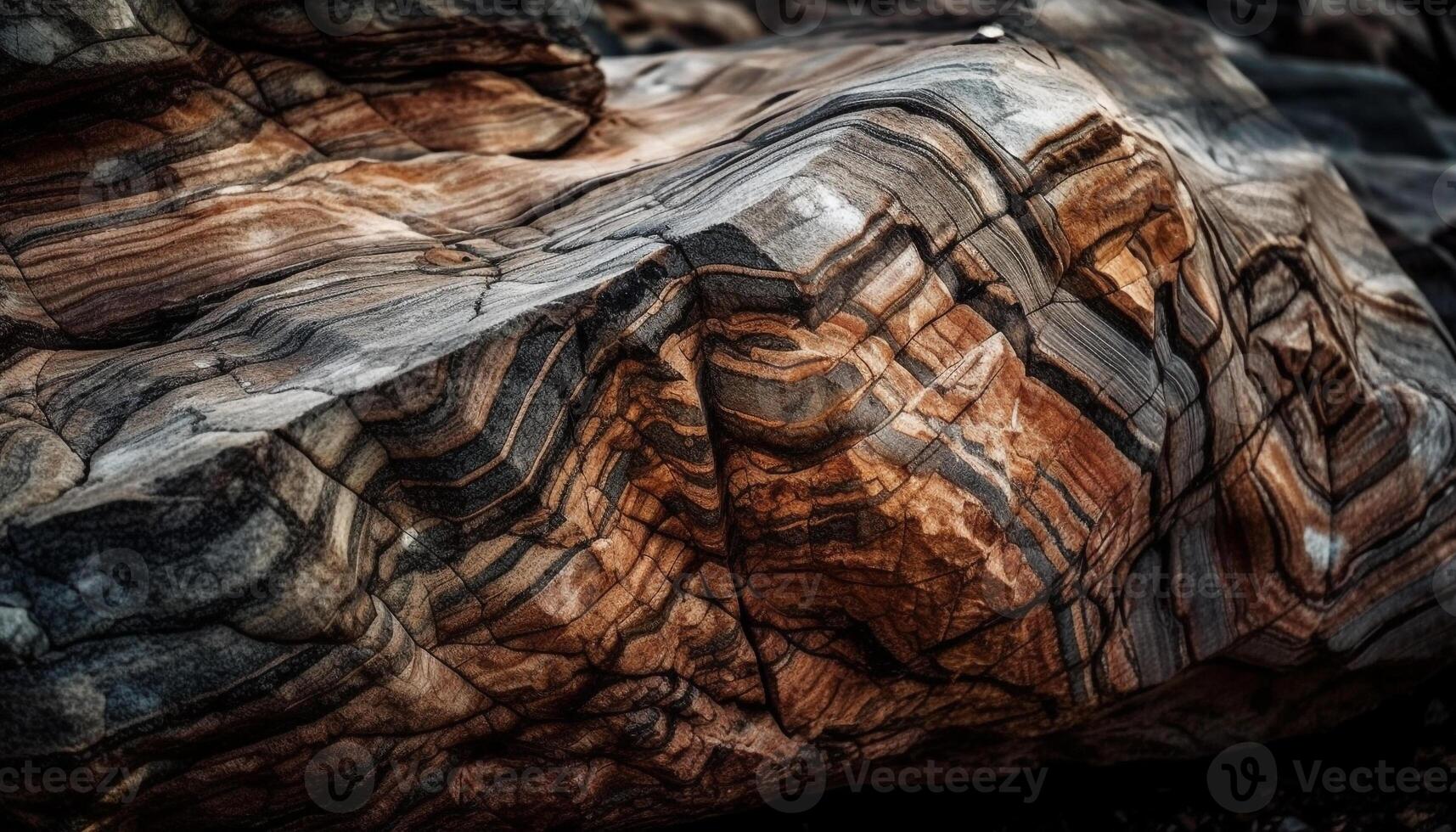 Stone formations striped in sand create beauty outdoors generated by AI photo