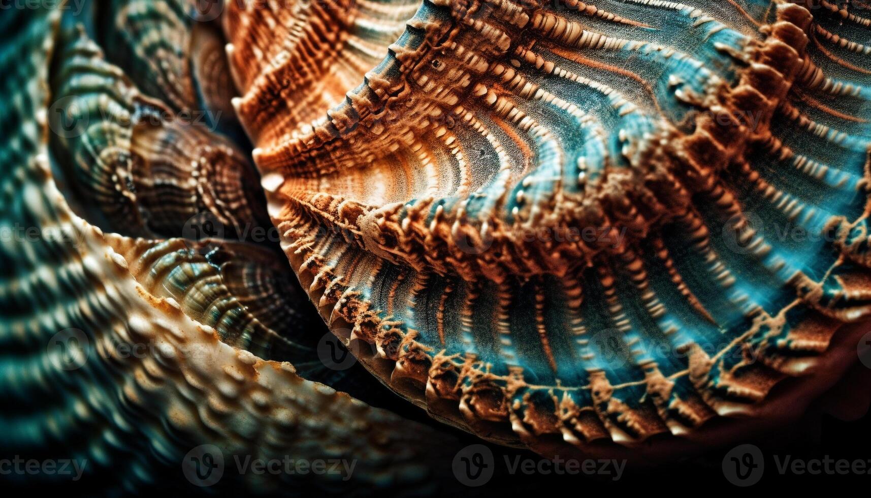 Colorful underwater sea life decoration seashell, starfish, fish generated by AI photo
