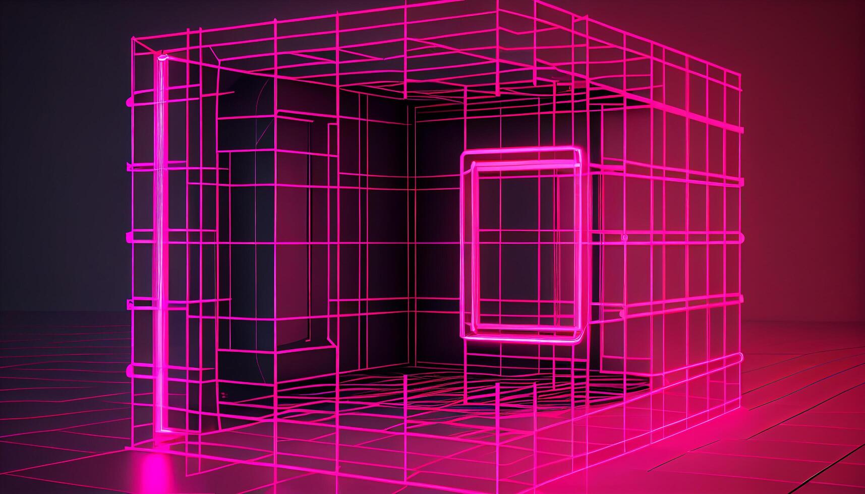 Futuristic blueprint illuminates modern apartment construction plan generated by AI photo
