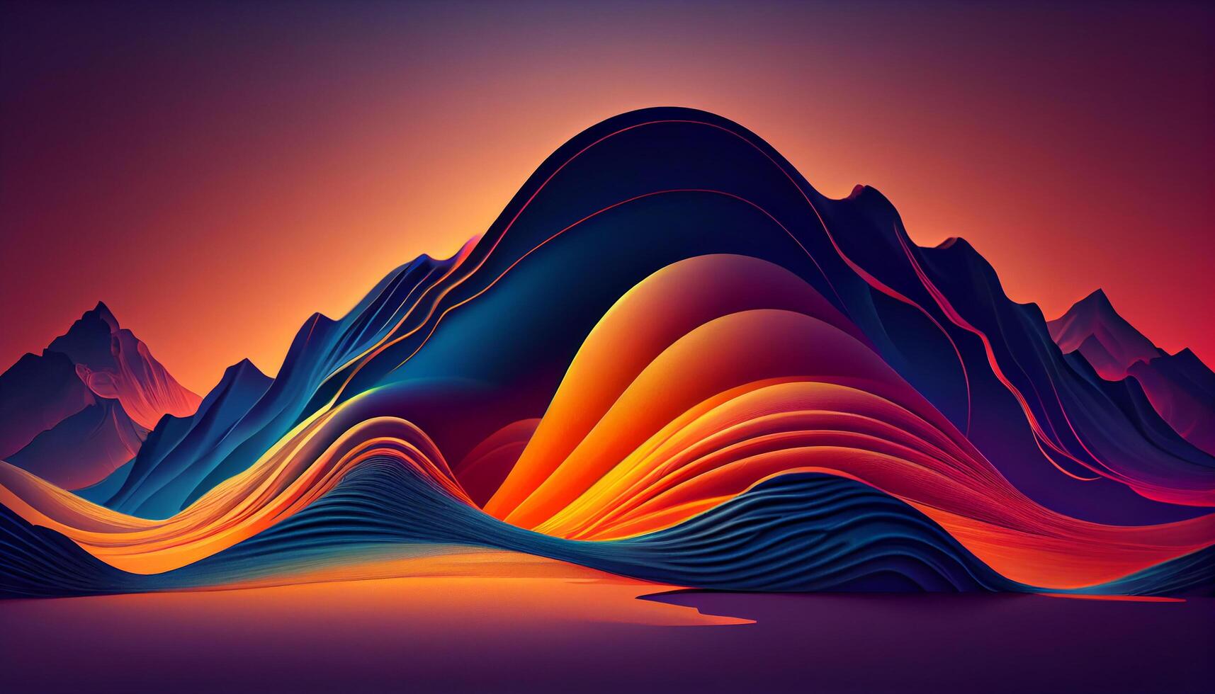 Smooth flowing wave pattern backdrops futuristic landscape generated by AI photo