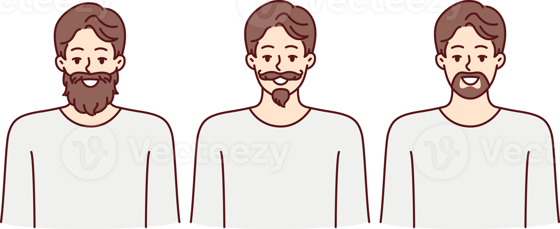 homens com diferente estilo bigodes e barbas para publicidade hipster barbearia png